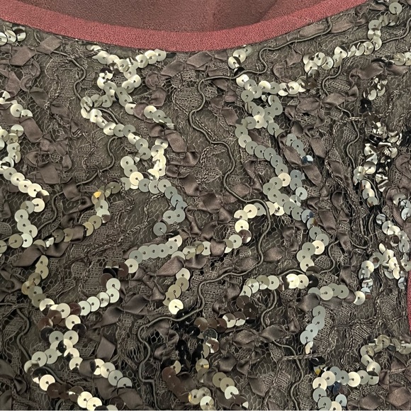 Vintage 80s Cocktail Dress Lace Sequins Maroon & Black Sleeveless Size 4 - Picture 6 of 12